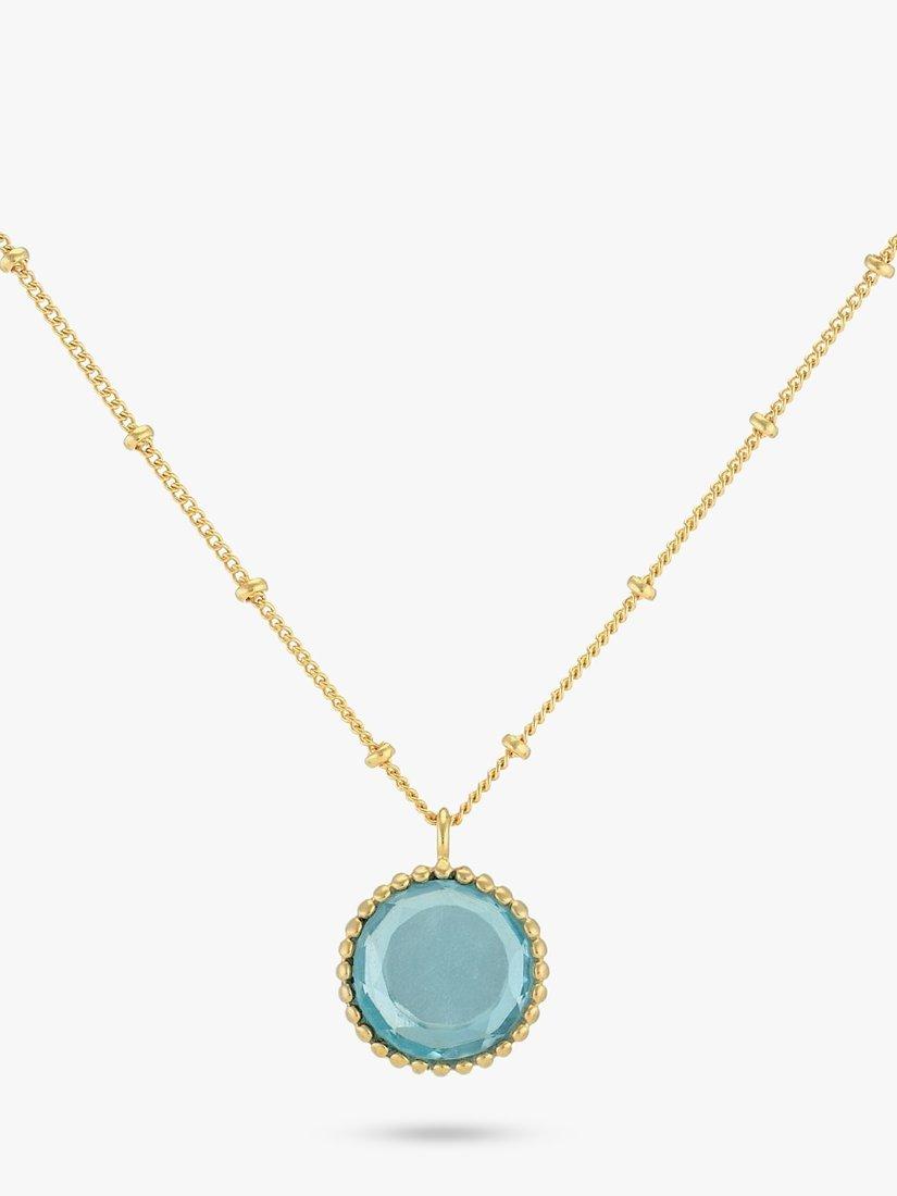 Product image 1 of 4, which shows Auree Barcelona Birthstone Vermeil Necklace, Blue Topaz - March