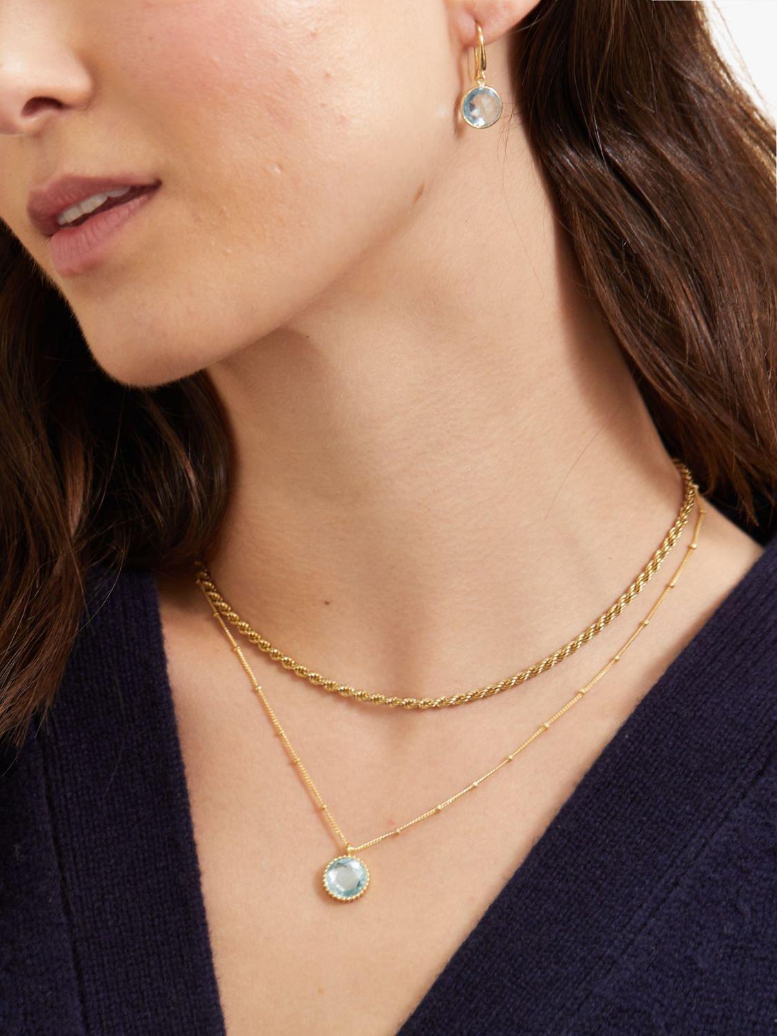 Product image 2 of 4, which shows Auree Barcelona Birthstone Vermeil Necklace, Blue Topaz - March