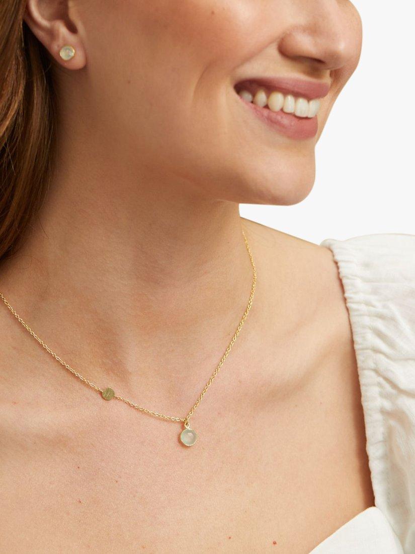 Product image 2 of 4, which shows Auree Salina Aqua Chalcedony Necklace, Gold