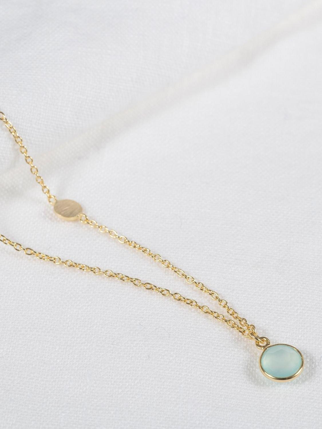Product image 3 of 4, which shows Auree Salina Aqua Chalcedony Necklace, Gold