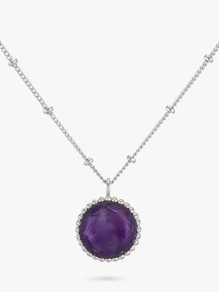Auree Barcelona Birthstone Sterling Silver Necklace, Amethyst - February