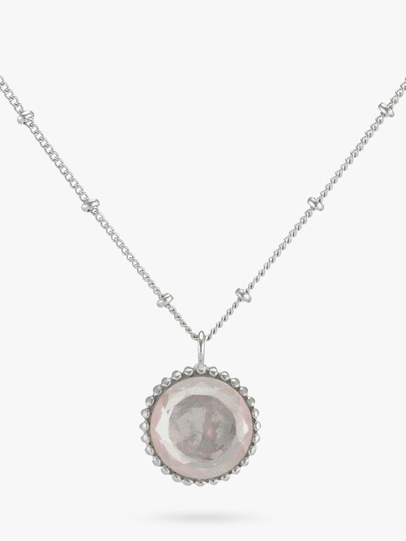 Product image 1 of 4, which shows Auree Barcelona Birthstone Sterling Silver Necklace, Rose Quartz - October