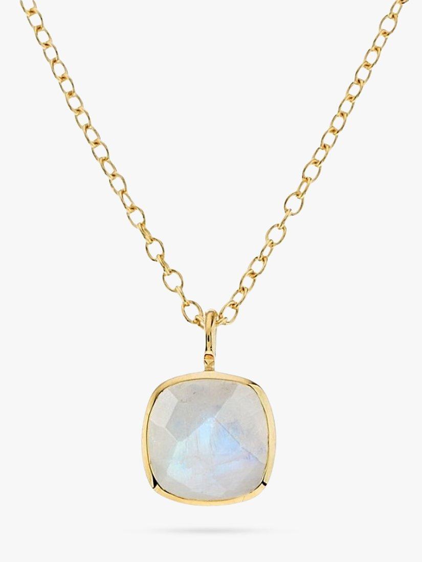 Product image 1 of 4, which shows Auree Brooklyn Semi-Precious Gemstone Pendant Necklace, Gold/White