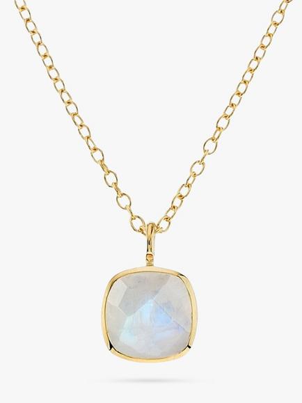 Auree Brooklyn Semi-Precious Gemstone Pendant Necklace, Gold/White