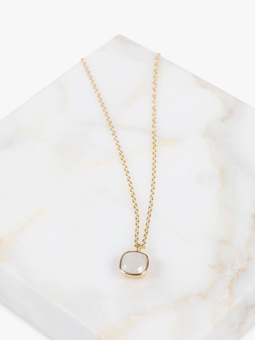 Product image 3 of 4, which shows Auree Brooklyn Semi-Precious Gemstone Pendant Necklace, Gold/White
