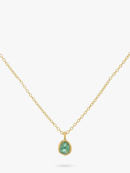 Auree Hampton Gold Vermeil Pendant Necklace, Gold/Emerald