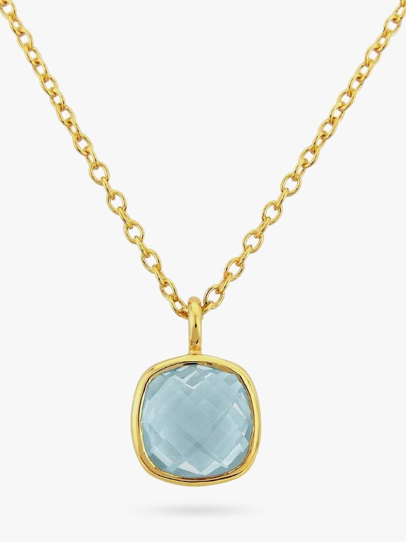 Product image 1 of 4, which shows Auree Brooklyn Semi-Precious Gemstone Pendant Necklace, Gold/Blue