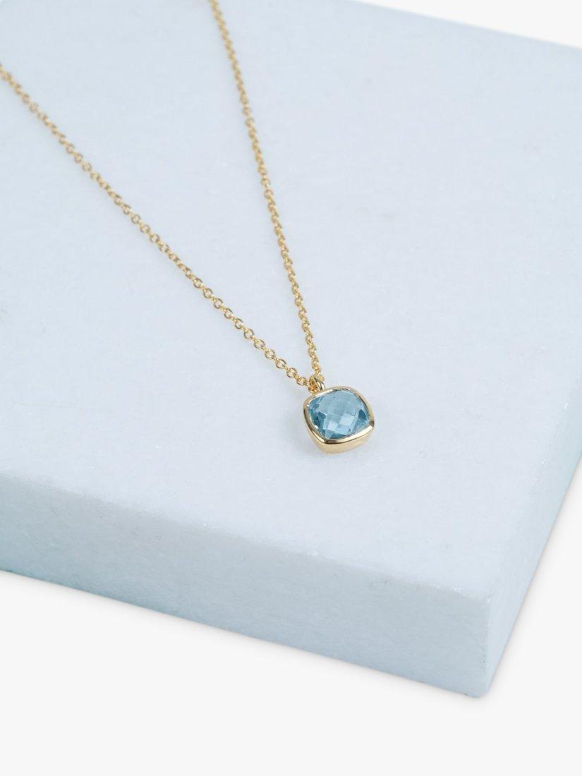 Product image 3 of 4, which shows Auree Brooklyn Semi-Precious Gemstone Pendant Necklace, Gold/Blue