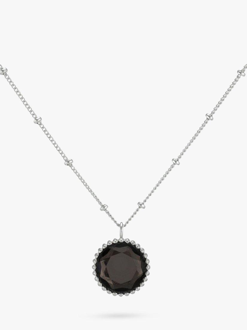 Product image 1 of 4, which shows Auree Barcelona Birthstone Sterling Silver Necklace, Smokey Quartz - November