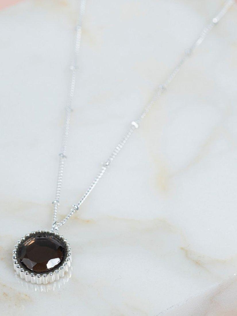 Product image 3 of 4, which shows Auree Barcelona Birthstone Sterling Silver Necklace, Smokey Quartz - November