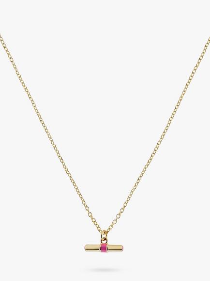 Auree Havana T-Bar Necklace, Gold/Pink