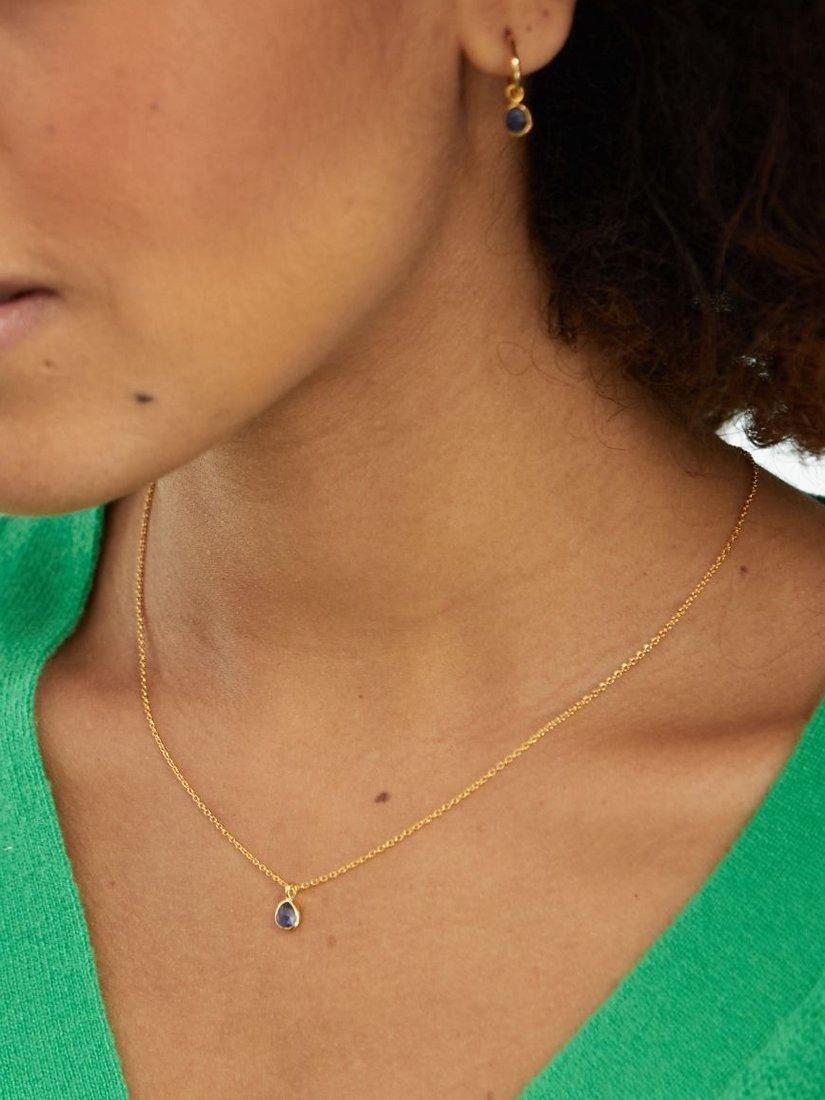 Product image 2 of 4, which shows Auree Hampton Gold Vermeil Pendant Necklace, Gold/Sapphire