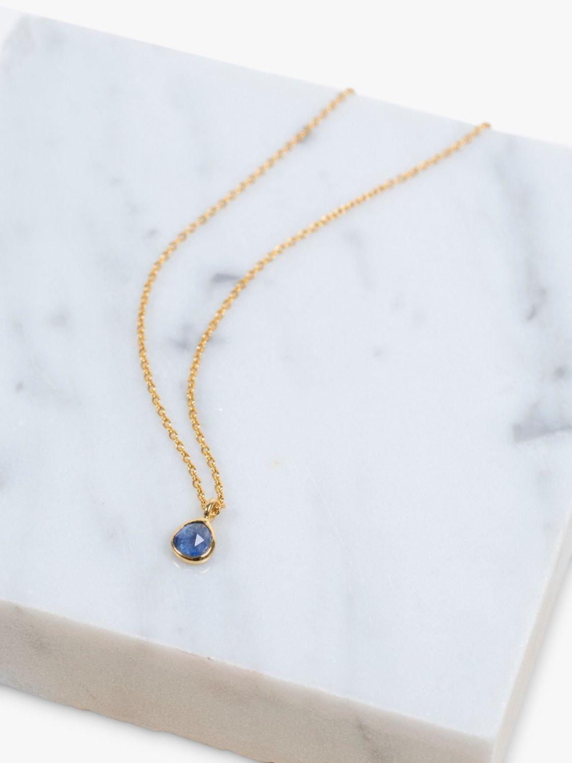 Product image 3 of 4, which shows Auree Hampton Gold Vermeil Pendant Necklace, Gold/Sapphire