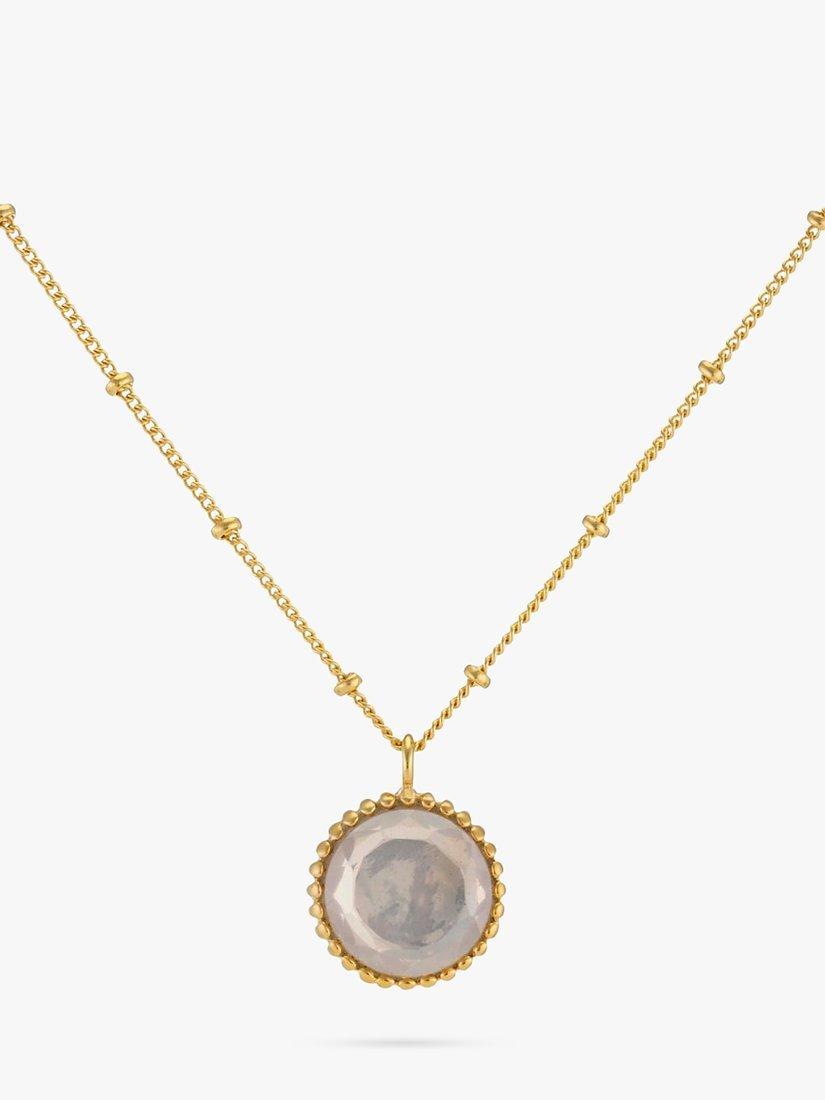 Product image 1 of 4, which shows Auree Barcelona Birthstone Vermeil Necklace, Rose Quartz - October