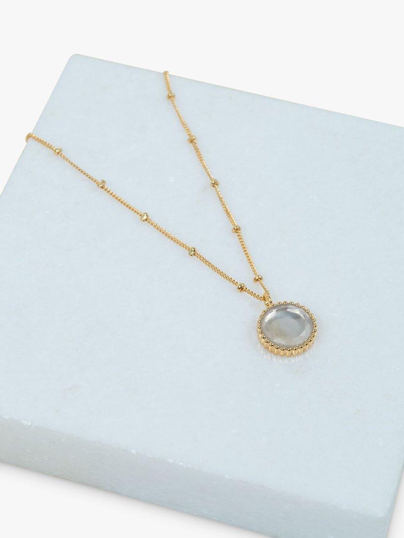 Product image 3 of 4, which shows Auree Barcelona Birthstone Vermeil Necklace, Rose Quartz - October