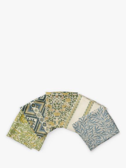 Morris & Co. Fat Quarter Fabrics, Pack of 5, Kilim Dots, Green