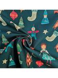 John Lewis Santa's Workshop Cotton Fabric, Green