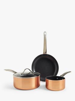 John Lewis Aluminium Non-Stick Pan Set, 5 Piece, Copper - view 2, Copper