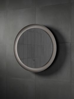 John Lewis Illuminated Round Bathroom Tray Mirror - view 2, Grey