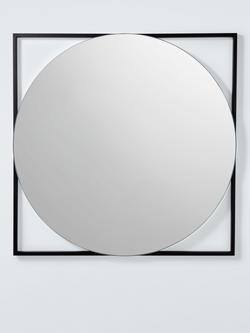 John Lewis Square Frame Bathroom Mirror, Dia. 60cm, Black, Black