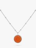 Auree Barcelona Personalised Birthstone Sterling Silver Beaded Pendant Necklace, Carnelian - July