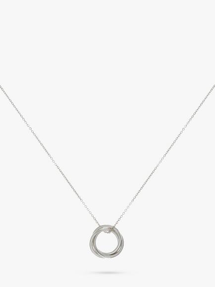 Auree Knightsbridge Russian Wedding Ring Pendant Necklace, Silver, Silver
