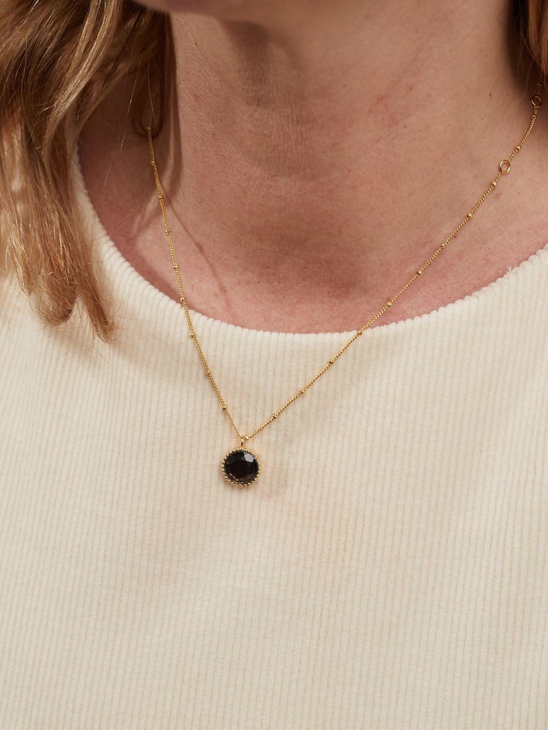 Product image 2 of 6, which shows Auree Barcelona Personalised Birthstone Gold Vermeil Beaded Pendant Necklace, Smokey Quartz - November