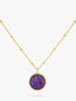 Auree Barcelona Personalised Birthstone Gold Vermeil Beaded Pendant Necklace, Amethyst - February