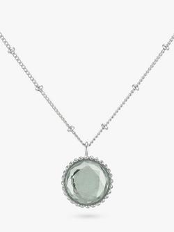 Auree Barcelona Personalised Birthstone Sterling Silver Beaded Pendant Necklace, Green Amethyst - August