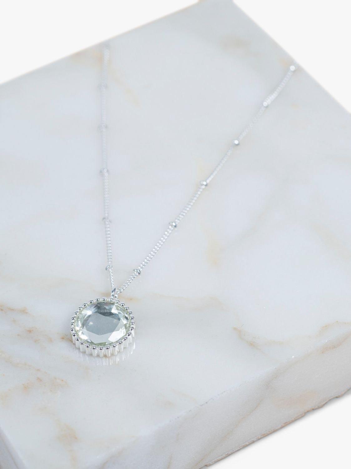 Product image 3 of 6, which shows Auree Barcelona Personalised Birthstone Sterling Silver Beaded Pendant Necklace, Green Amethyst - August