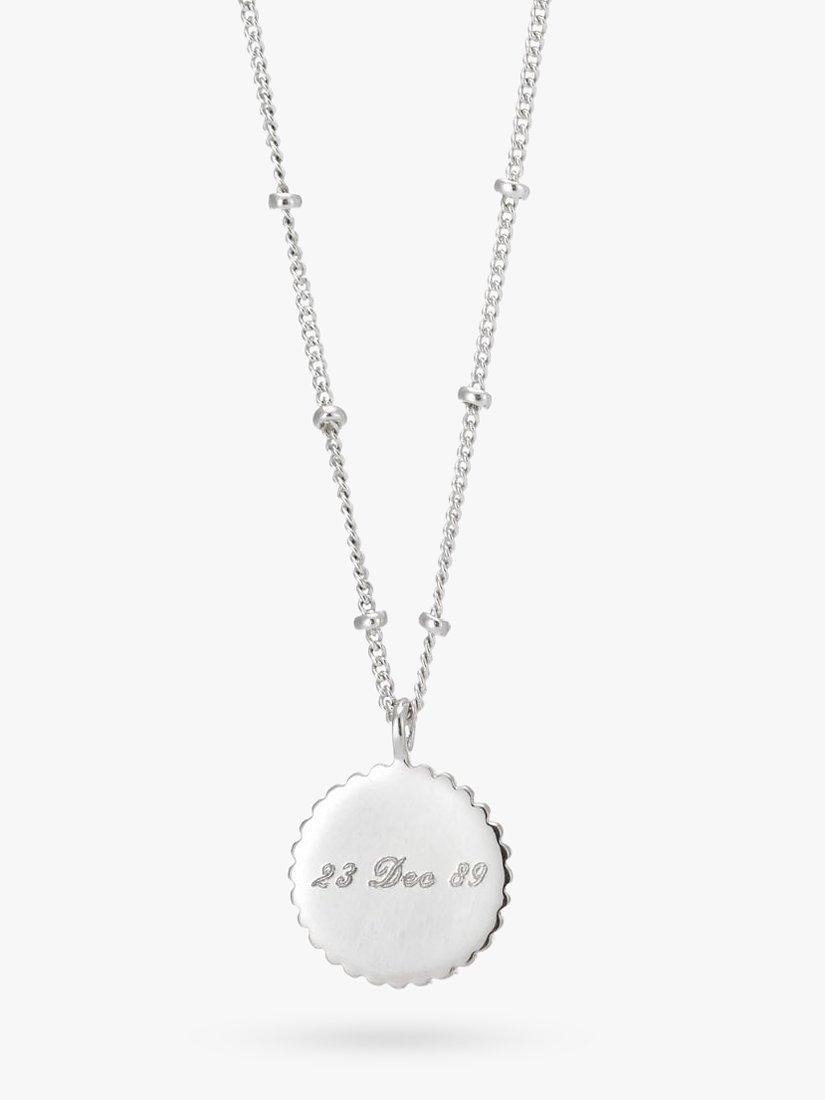 Product image 6 of 6, which shows Auree Barcelona Personalised Birthstone Sterling Silver Beaded Pendant Necklace, Green Amethyst - August
