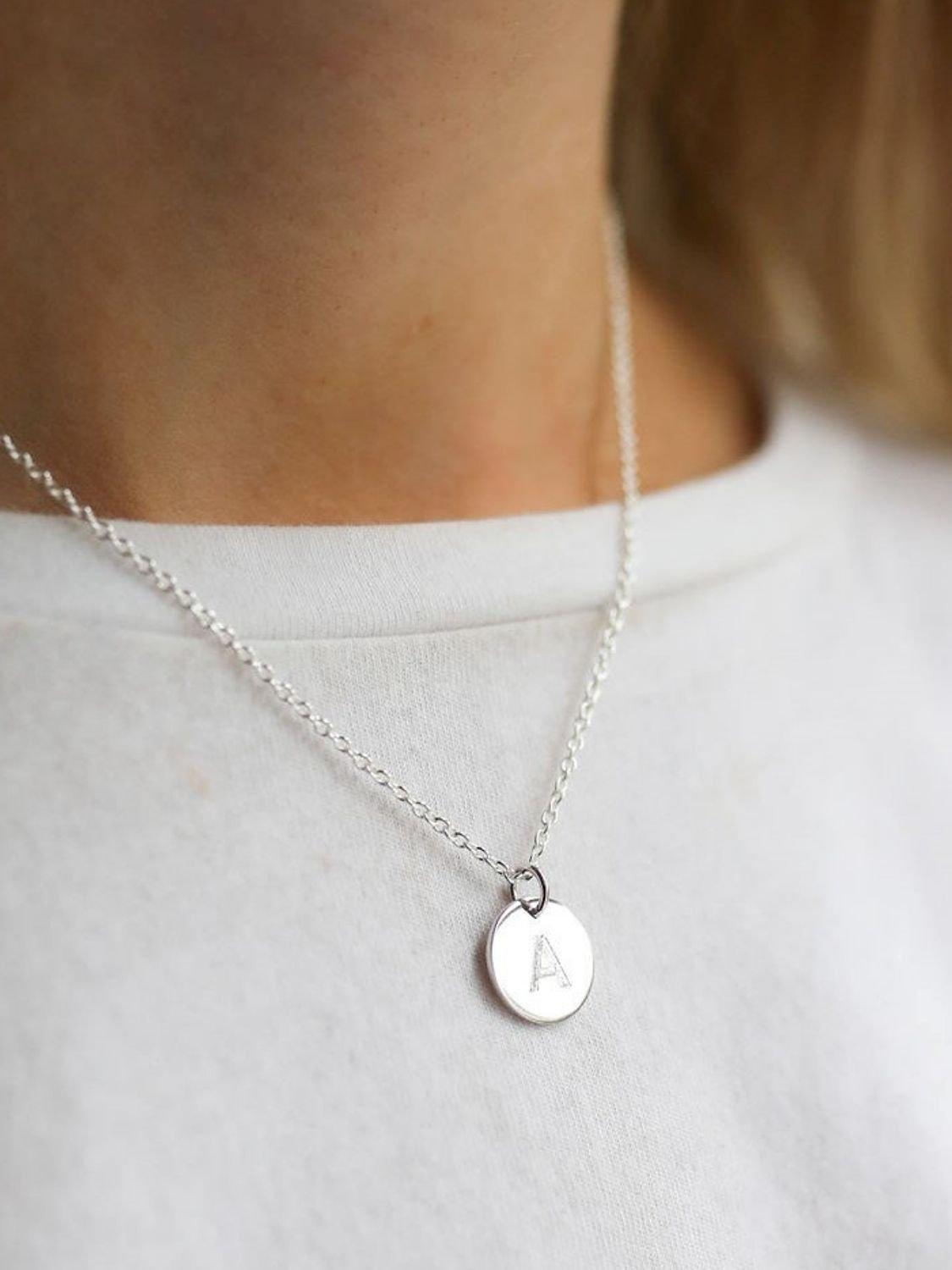 Product image 2 of 5, which shows Auree Pembroke Personalised Sterling Silver Pendant Necklace, Silver