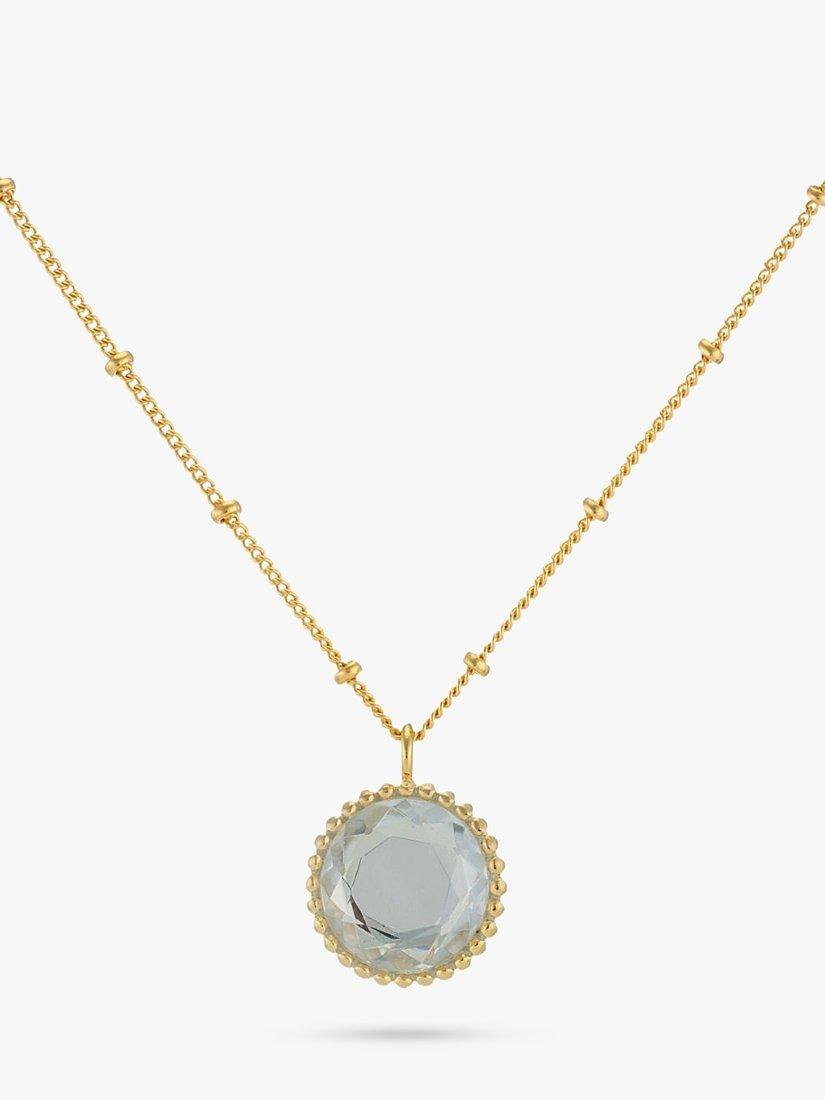 Product image 1 of 6, which shows Auree Barcelona Personalised Birthstone Gold Vermeil Beaded Pendant Necklace, Crystal - April