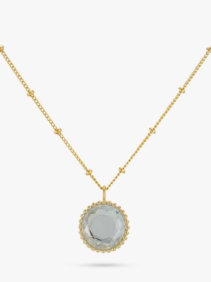 Auree Barcelona Personalised Birthstone Gold Vermeil Beaded Pendant Necklace, Crystal - April