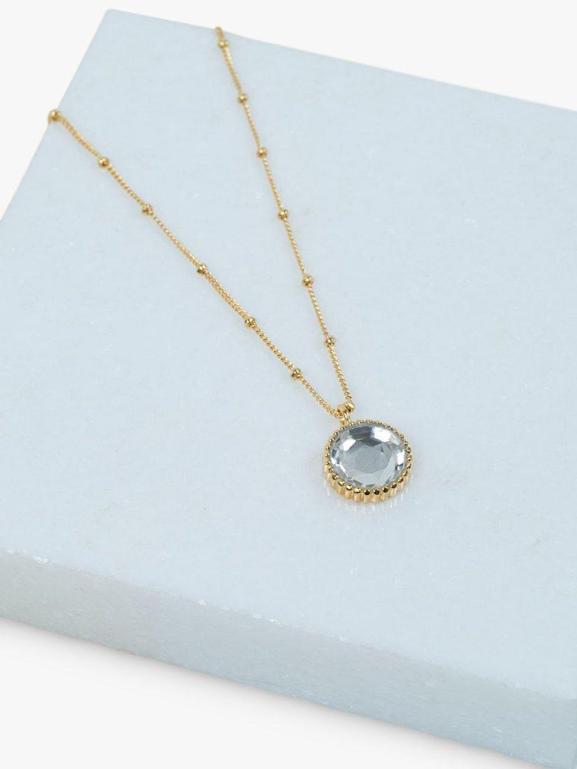 Product image 3 of 6, which shows Auree Barcelona Personalised Birthstone Gold Vermeil Beaded Pendant Necklace, Crystal - April