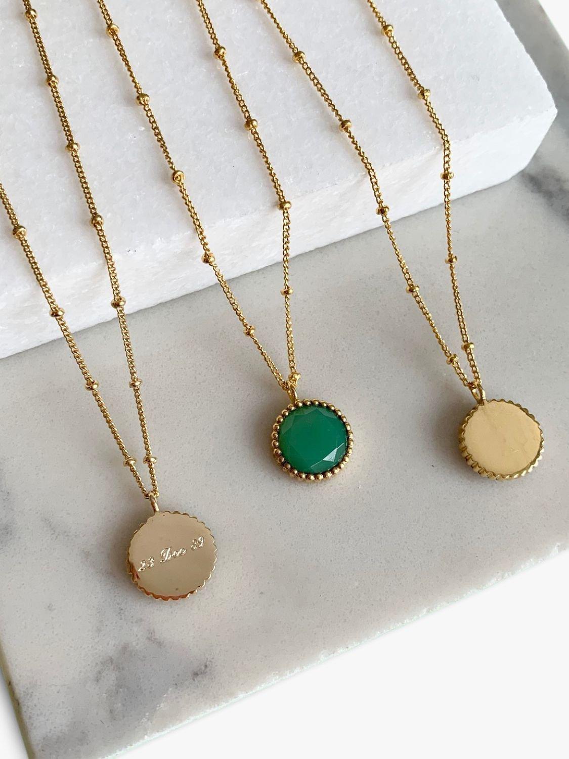 Product image 6 of 6, which shows Auree Barcelona Personalised Birthstone Gold Vermeil Beaded Pendant Necklace, Crystal - April