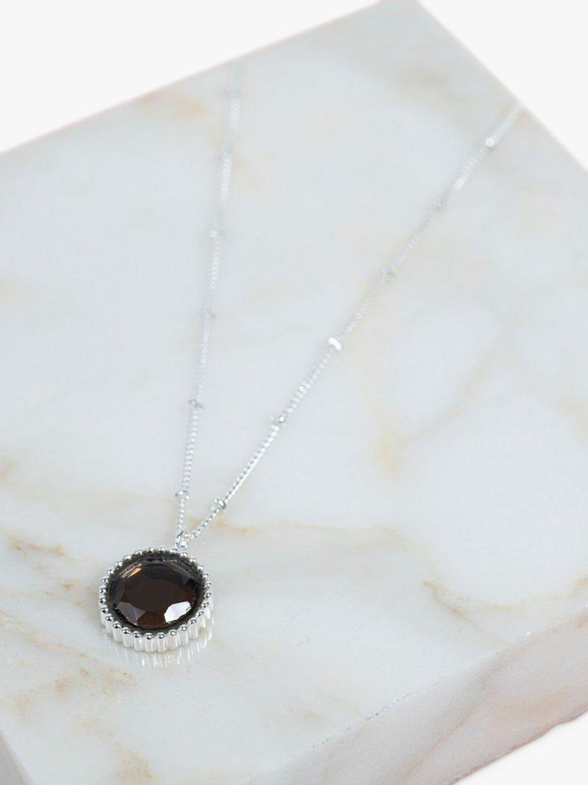 Product image 3 of 6, which shows Auree Barcelona Personalised Birthstone Sterling Silver Beaded Pendant Necklace, Smokey Quartz - November