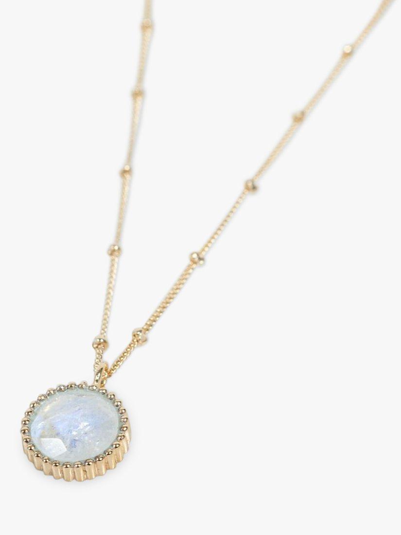 Product image 3 of 6, which shows Auree Barcelona Personalised Birthstone Gold Vermeil Beaded Pendant Necklace, Moonstone - June