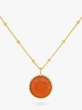 Auree Barcelona Personalised Birthstone Gold Vermeil Beaded Pendant Necklace, Carnelian - Orange