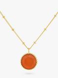 Auree Barcelona Personalised Birthstone Gold Vermeil Beaded Pendant Necklace, Carnelian - Orange