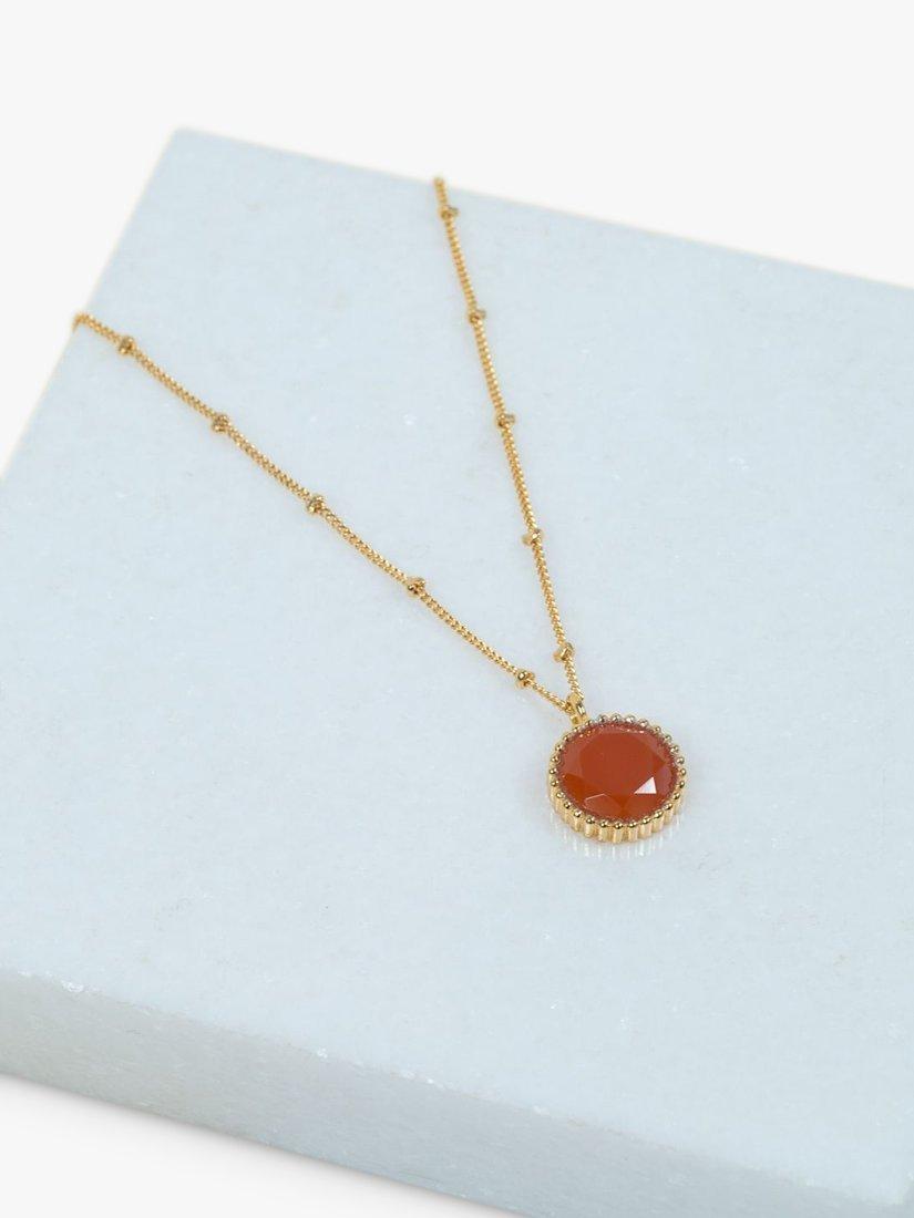 Product image 3 of 6, which shows Auree Barcelona Personalised Birthstone Gold Vermeil Beaded Pendant Necklace, Carnelian - Orange