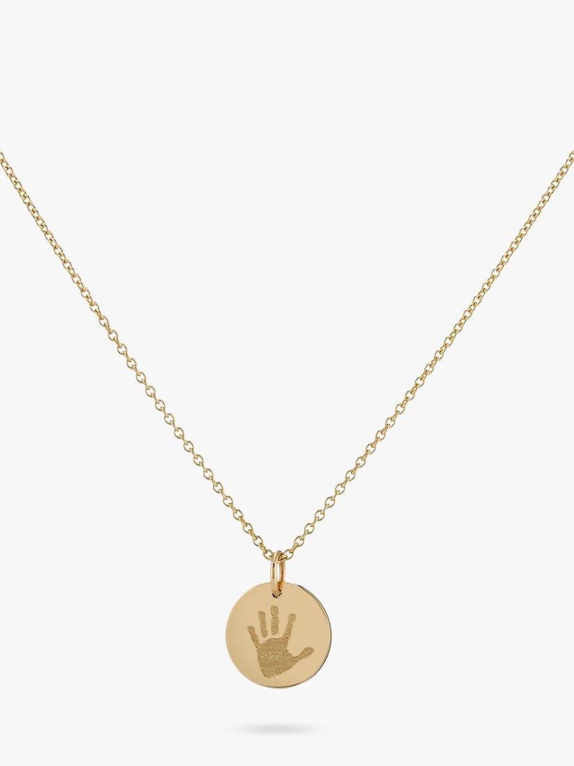 Auree Bellevue Personalised 9ct Yellow Gold Handprint Pendant Necklace, Gold