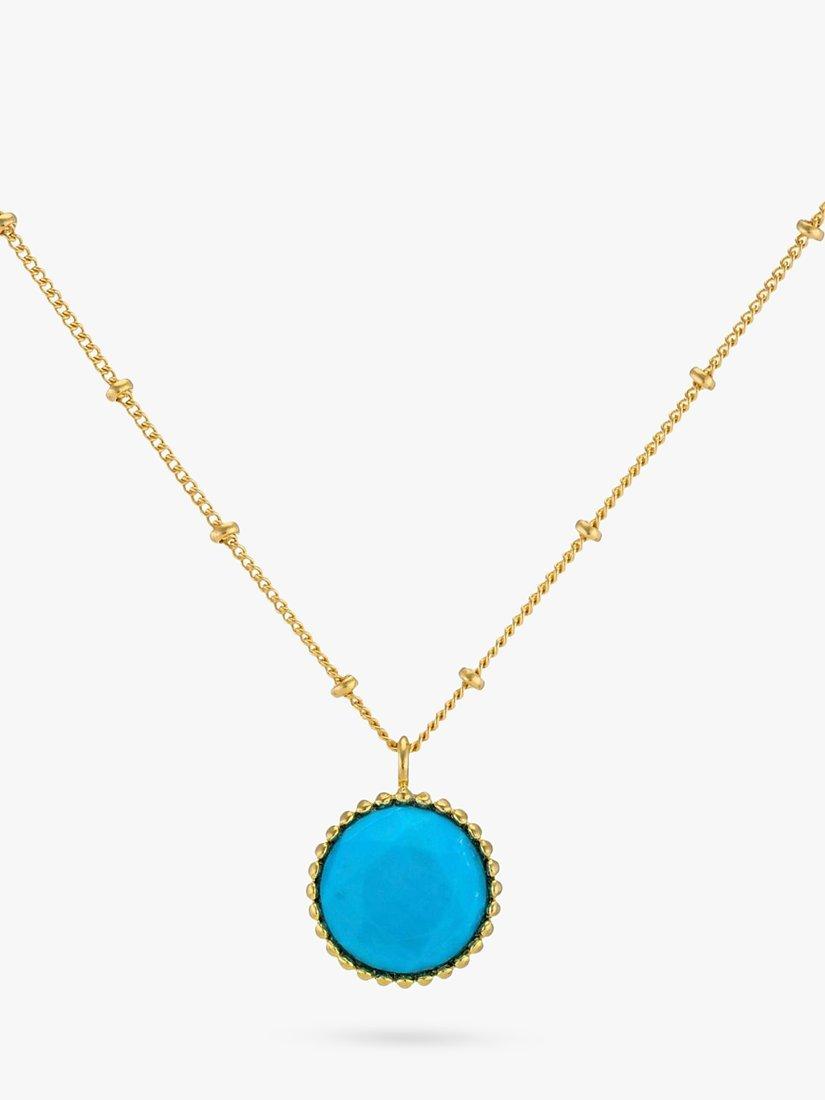Product image 1 of 6, which shows Auree Barcelona Personalised Birthstone Gold Vermeil Beaded Pendant Necklace, Turquoise - December