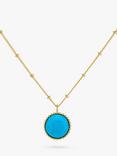 Auree Barcelona Personalised Birthstone Gold Vermeil Beaded Pendant Necklace, Turquoise - December