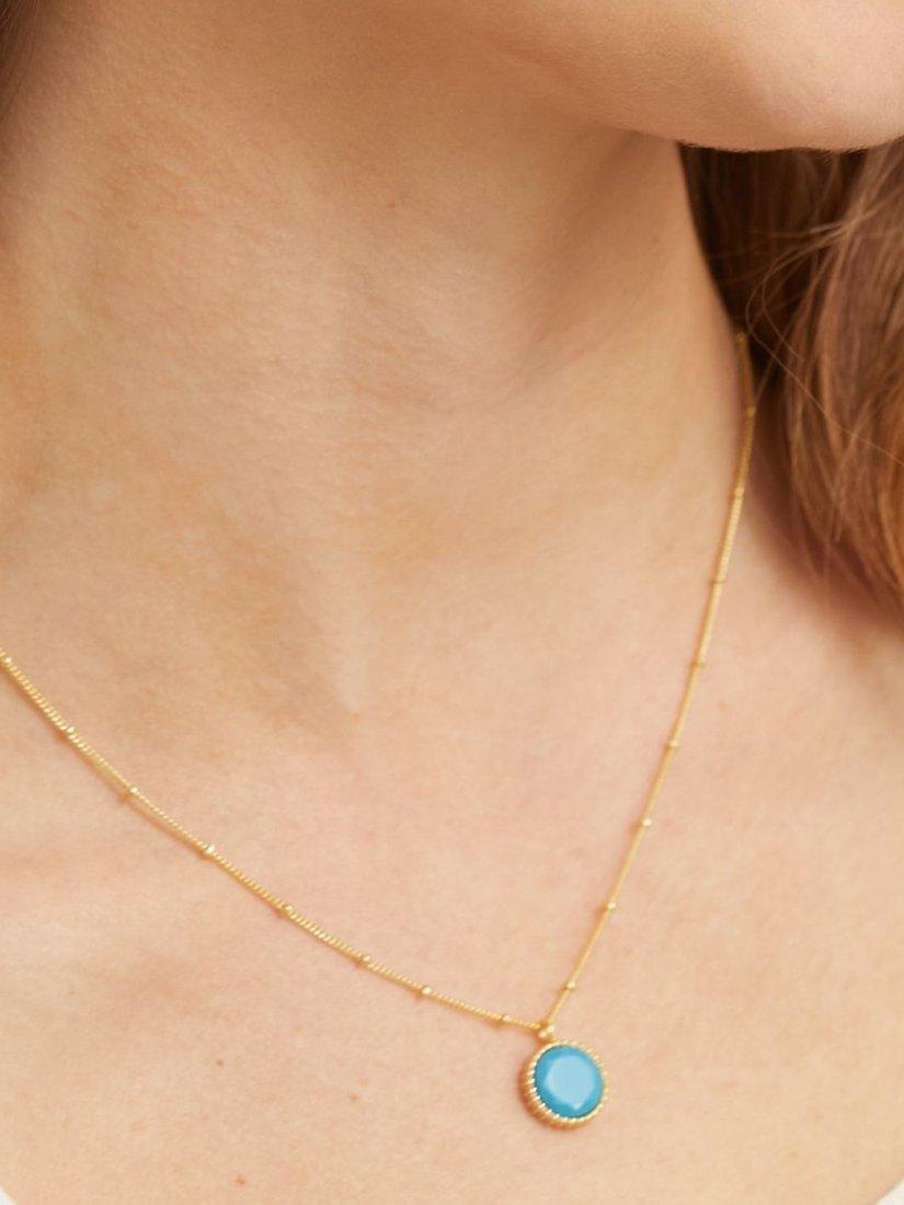Product image 2 of 6, which shows Auree Barcelona Personalised Birthstone Gold Vermeil Beaded Pendant Necklace, Turquoise - December
