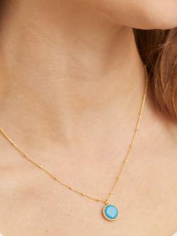 Auree Barcelona Personalised Birthstone Gold Vermeil Beaded Pendant Necklace - view 2, Turquoise - December