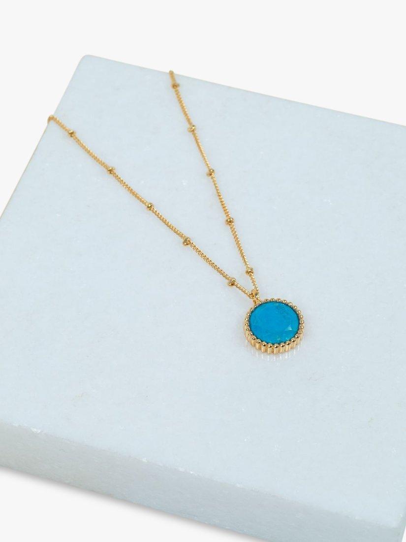 Product image 3 of 6, which shows Auree Barcelona Personalised Birthstone Gold Vermeil Beaded Pendant Necklace, Turquoise - December