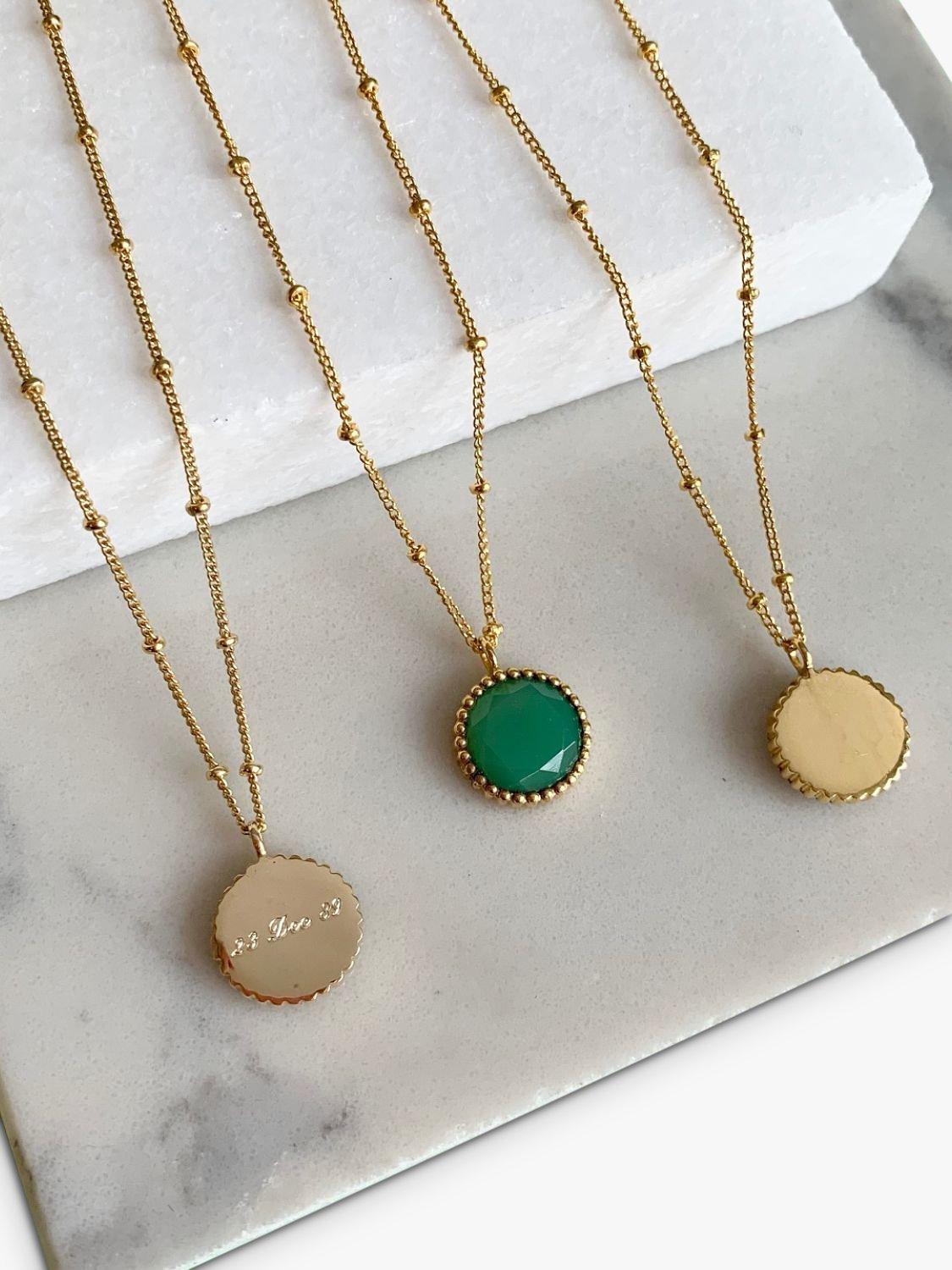 Product image 6 of 6, which shows Auree Barcelona Personalised Birthstone Gold Vermeil Beaded Pendant Necklace, Turquoise - December