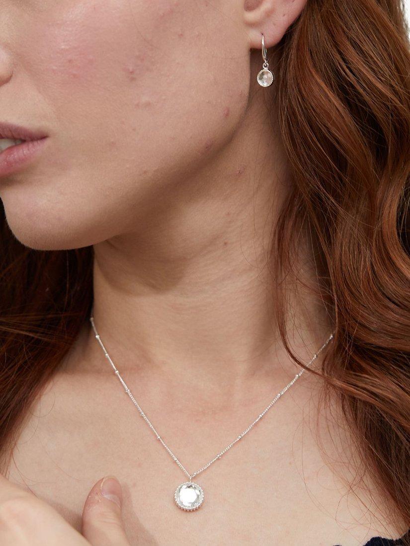 Product image 2 of 6, which shows Auree Barcelona Personalised Birthstone Sterling Silver Beaded Pendant Necklace, Crystal - April