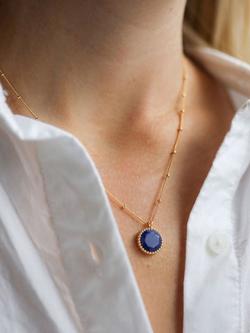 Auree Barcelona Personalised Birthstone Gold Vermeil Beaded Pendant Necklace - view 2, Lapis Lazuli - September